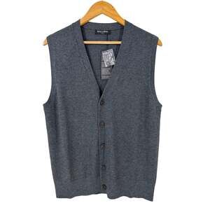 Kallspin Cashmere Wool Blend Sweater Vest Gray Button Front Size S NWT Unisex
